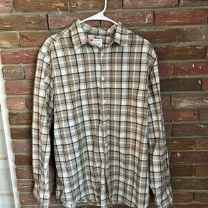 Uniqlo Brown and Cream Casual Button Down Shirt